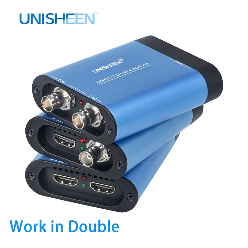 UNISHEEN 2-Channel SDI HDMI VIDEO CAPTURE Card Box USB3.0 60FPS FPGA Grabber Dongle Game Streaming Equipment 1080P OBS VMix
