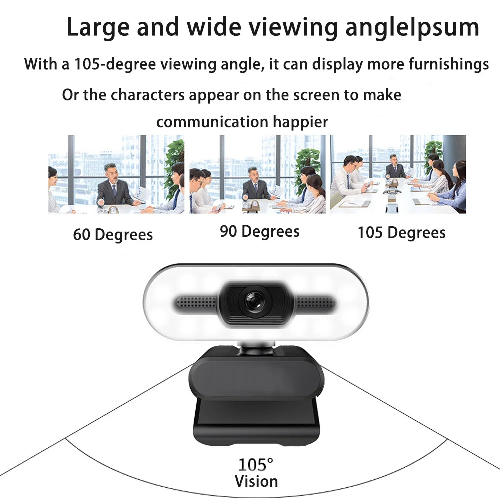 4K Ultra-Clear USB 1080P Webcam With Microphone For Desktop PC Camera Broadcast Video Calling Conference Work Fill Light Web Cam
