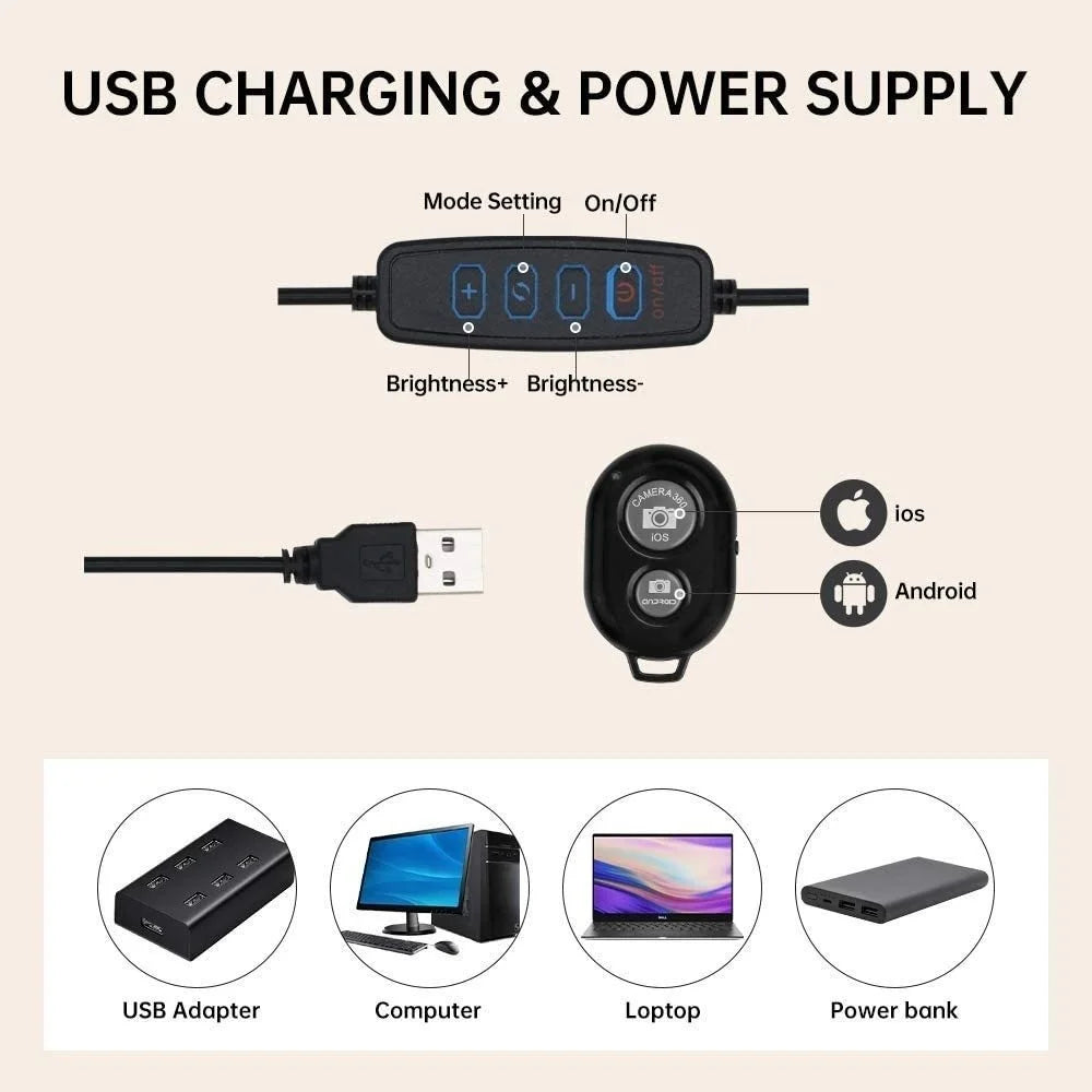6 Inch Mini Selfie Ring Light Desktop LED Lamp USB Plug Dimmable Photography Video Light For YouTuber Vlog