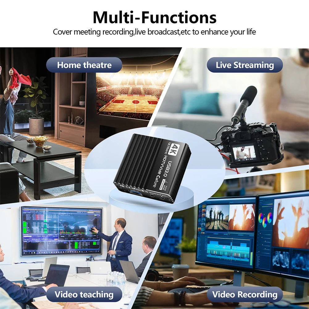 USB 3.0 Video Capture Card 1080P 60FPS Video/Audio Capture Device Live Recorder Grabber Capturer for Streaming Game Recording