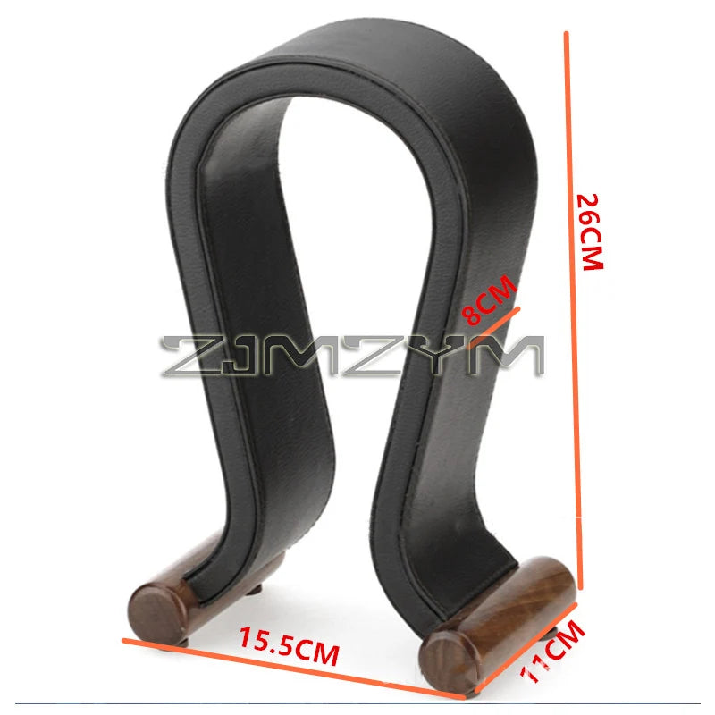 Universal Gaming Headset Stand Leather+Wood Headphone Holder Desk Display Shelf for Wired/Wireless Headphones Space Saving