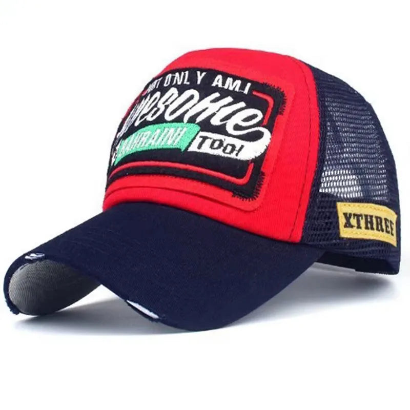 Spring And Summer New Mesh Embroidery Letter Awesome Baseball Cap Women's Baseball Cap Mesh Hat Men's Outdoor Sunscreen Cap