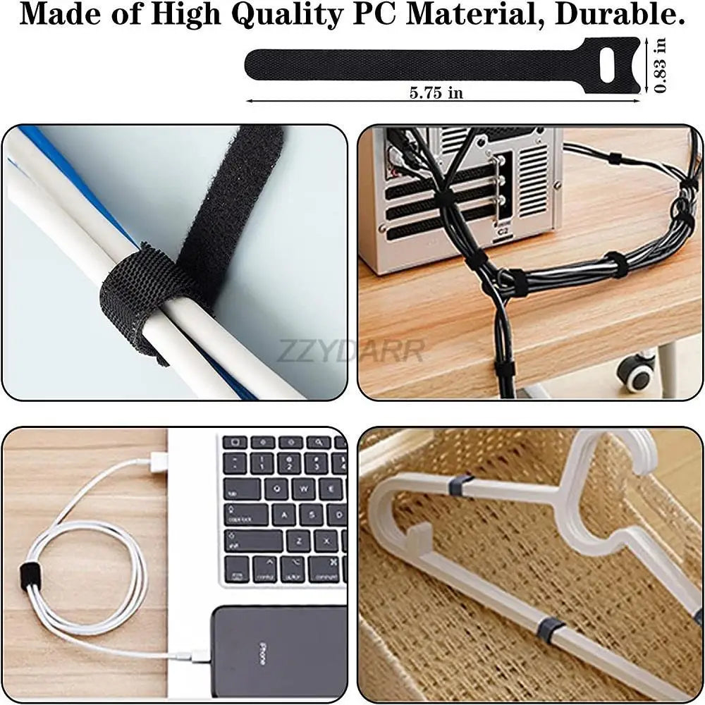 200 PCS Cord Organizer Kit with Cable Sleeve Split Roll Self Tie Self Adhesive Clips Holder Fastening Ties for Home Office