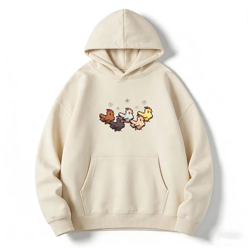 Christmas Chicken Stardew Valley Sweatshirt Pixel Art Gaming Gift Funny Stardew Hoodie Player Christmas Jumper Funny Sweatshirt