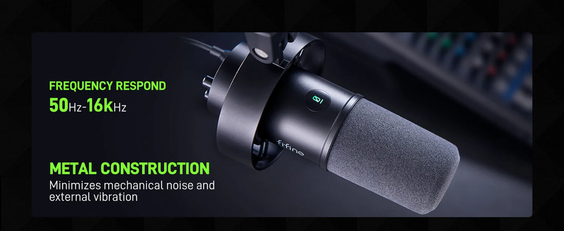 FIFINE USB/XLR Dynamic Microphone with Shock Mount,Touch-mute,Headphone Jack&Volume Control,for PC or Sound Card Recording -K688