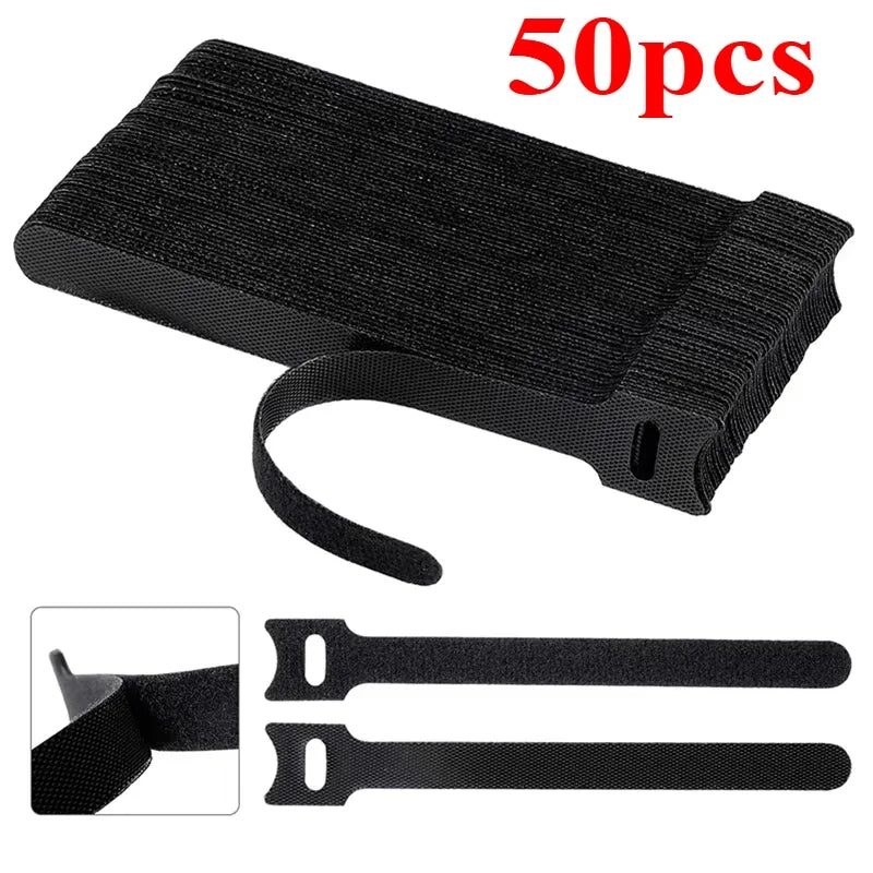 10-100pcs Releasable Cable Organizer Ties Mouse Earphones Wire Management Nylon Cable Ties Reusable Loop Hoop Tape Straps Tie