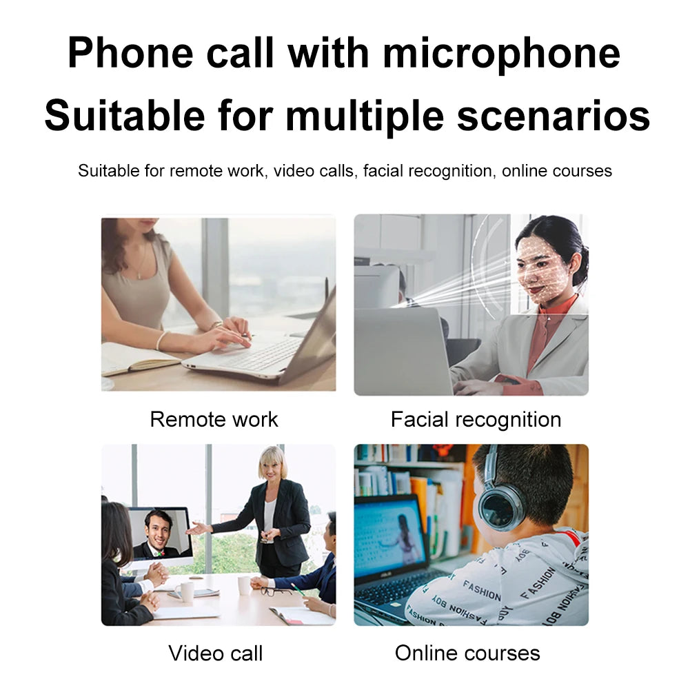 Facial Recognition Webcam with Single Microphone for Windows 10/11 USB Computer Webcam HD 1080P 2MP for Laptop Desktop Computer