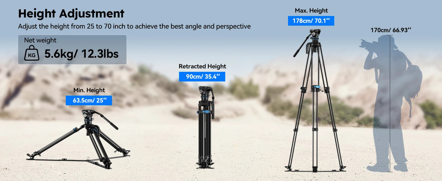 SIRUI SQ75 178CM Aluminum Alloy Travel Tripod For DLRS Camera Stability Tripod For Camera and Phone 8KG Load