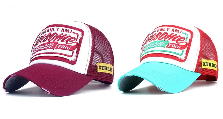 Spring And Summer New Mesh Embroidery Letter Awesome Baseball Cap Women's Baseball Cap Mesh Hat Men's Outdoor Sunscreen Cap