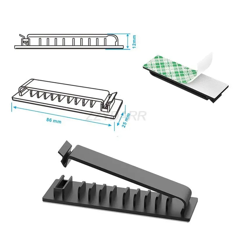 200 PCS Cord Organizer Kit with Cable Sleeve Split Roll Self Tie Self Adhesive Clips Holder Fastening Ties for Home Office