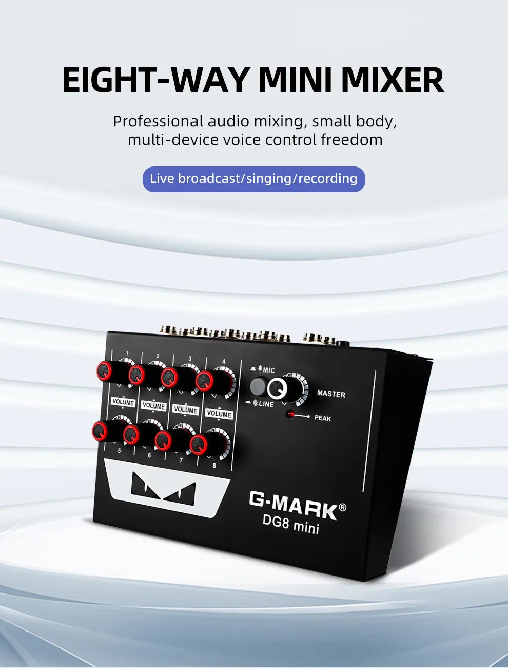 Sound Mixer Line Mixer G-MARK DG8mini Ultra Low Noise 8 Channels Mini Power Supply DC5V Easy Operation Audios Mixer