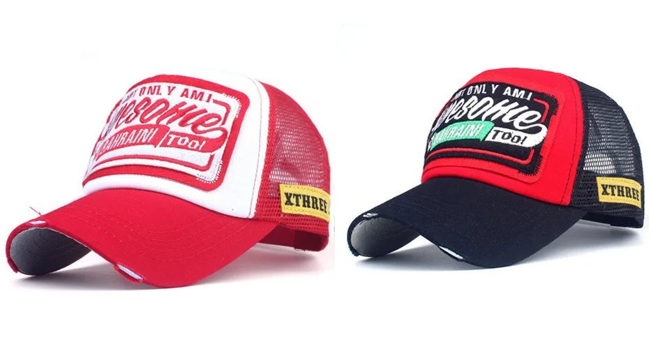 Spring And Summer New Mesh Embroidery Letter Awesome Baseball Cap Women's Baseball Cap Mesh Hat Men's Outdoor Sunscreen Cap