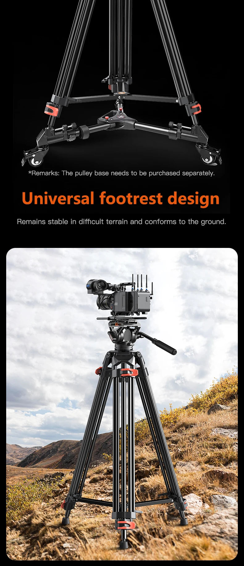 COMAN FF16LS 74" Professional Metal Heavy Duty Camera Tripod Video Tripod With Q6 New Fluid Head Adjustable Damping Fluid Head Dual Mode QR Plate Compatible with DJI RS4 Manfrotto
