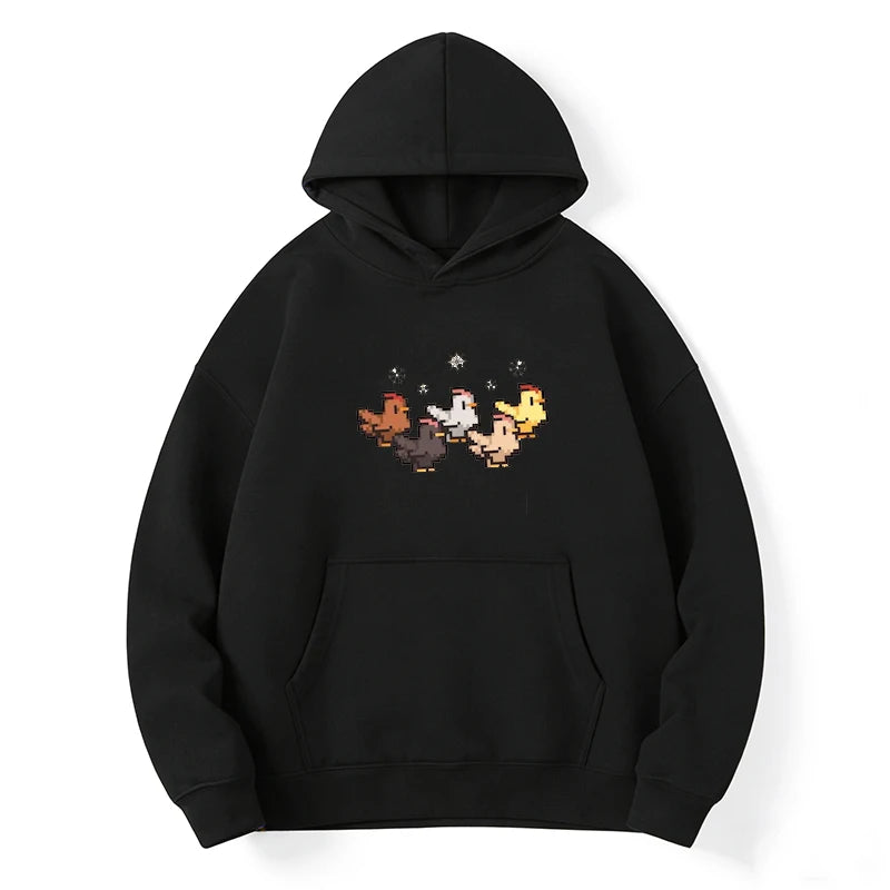 Christmas Chicken Stardew Valley Sweatshirt Pixel Art Gaming Gift Funny Stardew Hoodie Player Christmas Jumper Funny Sweatshirt