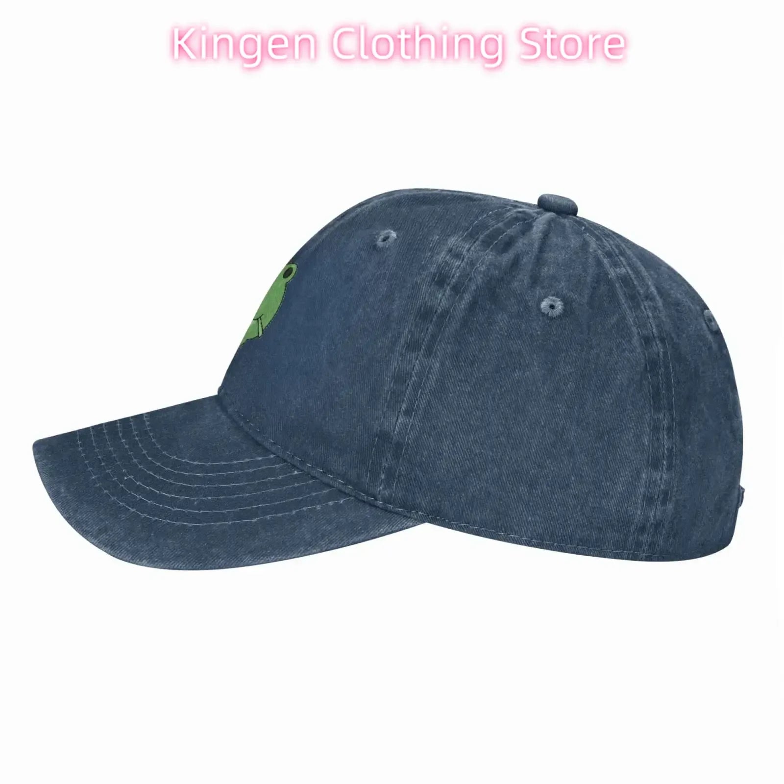 Cute Frog Flower Adjustable Washed Denim Cotton Low Profile Man Dad Trucker Hat Fitted Baseball Ball Cap for Men Unisex Headwear