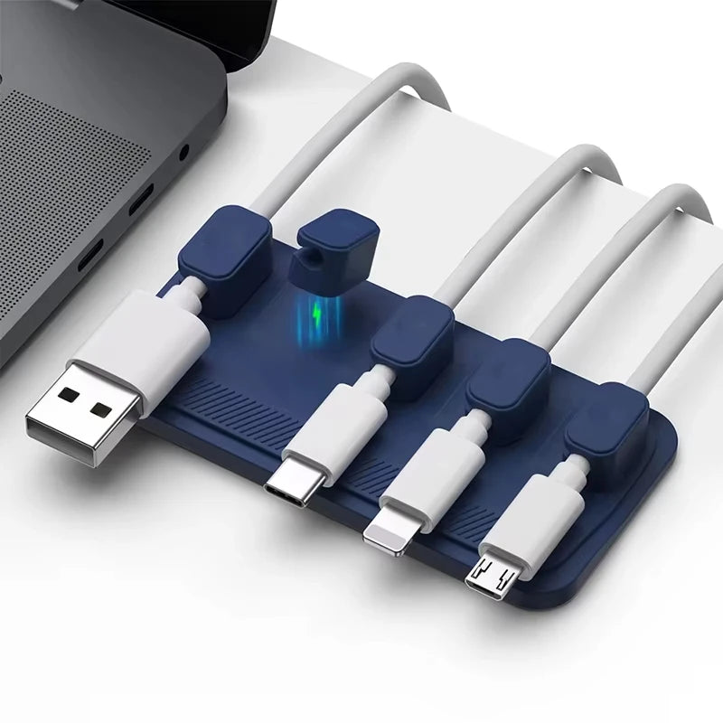 Silicone Magnetic Mouse Wire Organizer Desktop Cable Clips Protector Cord Plug Self-Adhesive DIY Fixed USB Charging Line Holder