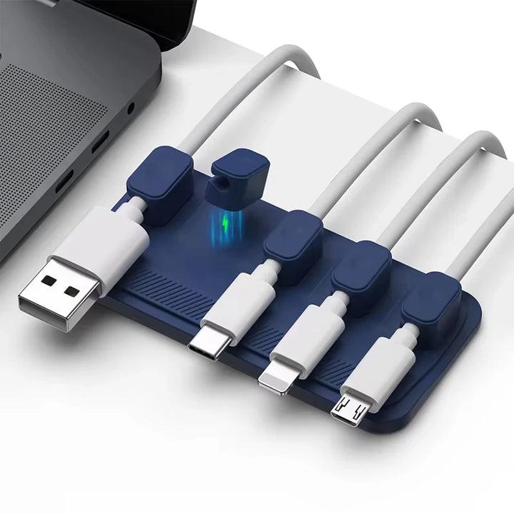 Silicone Magnetic Mouse Wire Organizer Desktop Cable Clips Protector Cord Plug Self-Adhesive DIY Fixed USB Charging Line Holder