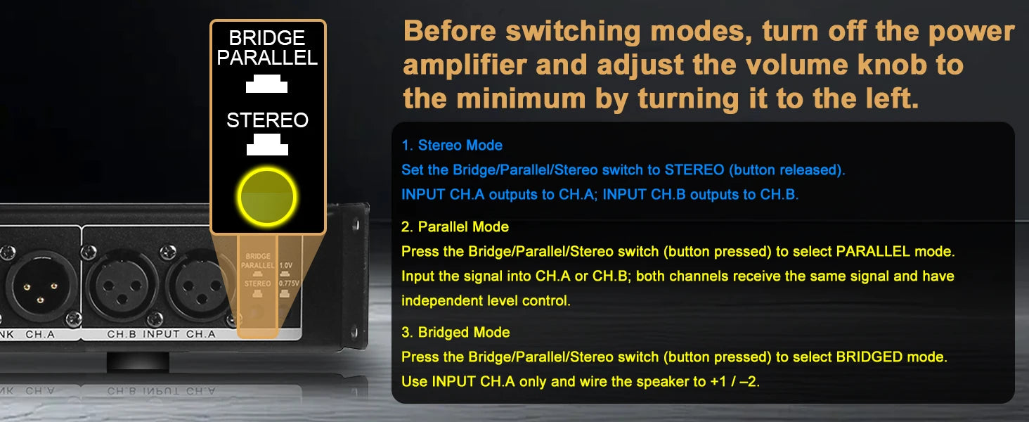 FULUODE T162P-FX Professional dual-channel power amplifier 1U 2 x 1500W 4-ohm audio amplifier with XLR stereo bridged, parallel