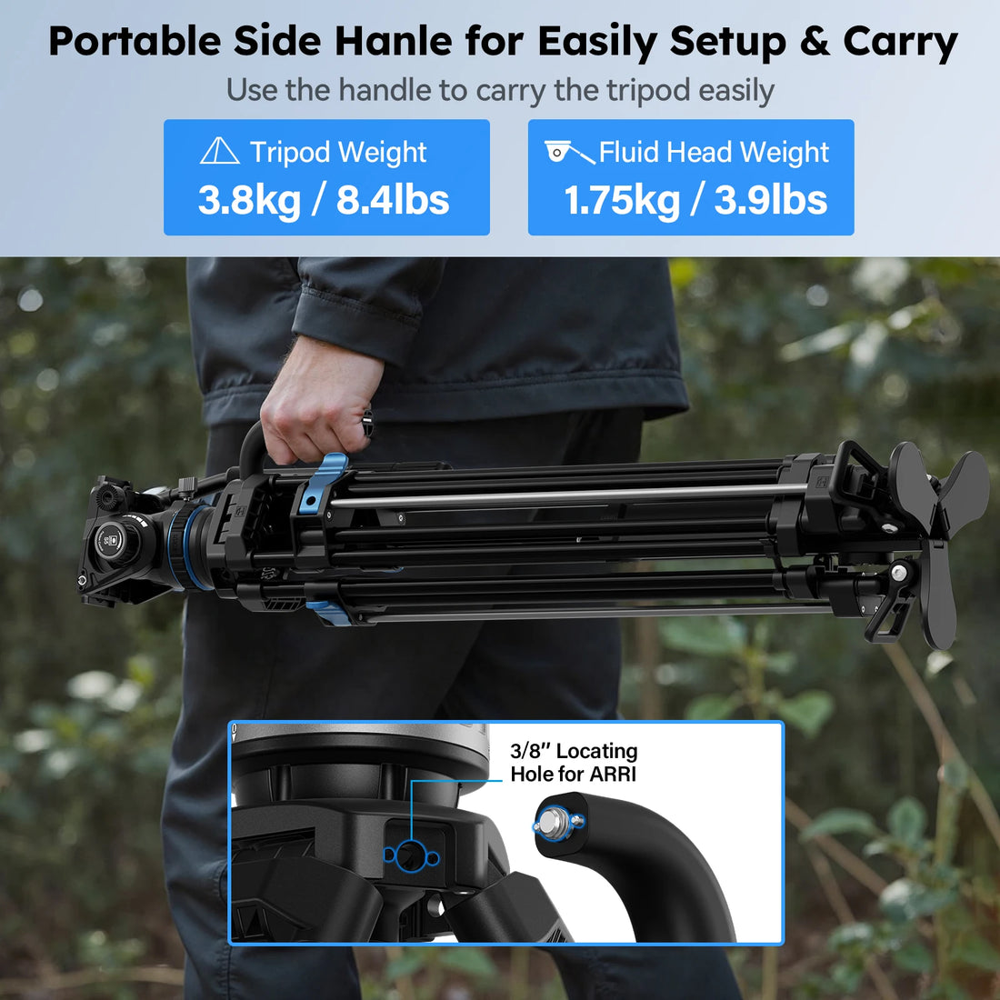 SIRUI SQ75 178CM Aluminum Alloy Travel Tripod For DLRS Camera Stability Tripod For Camera and Phone 8KG Load