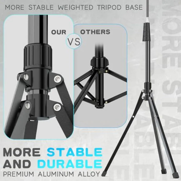 92 Cell Phone Tripod Stand with 16.5 Gooseneck and Remote, Overhead Tripod with Adjustable 360Ball Head Phone Holder for iPhone