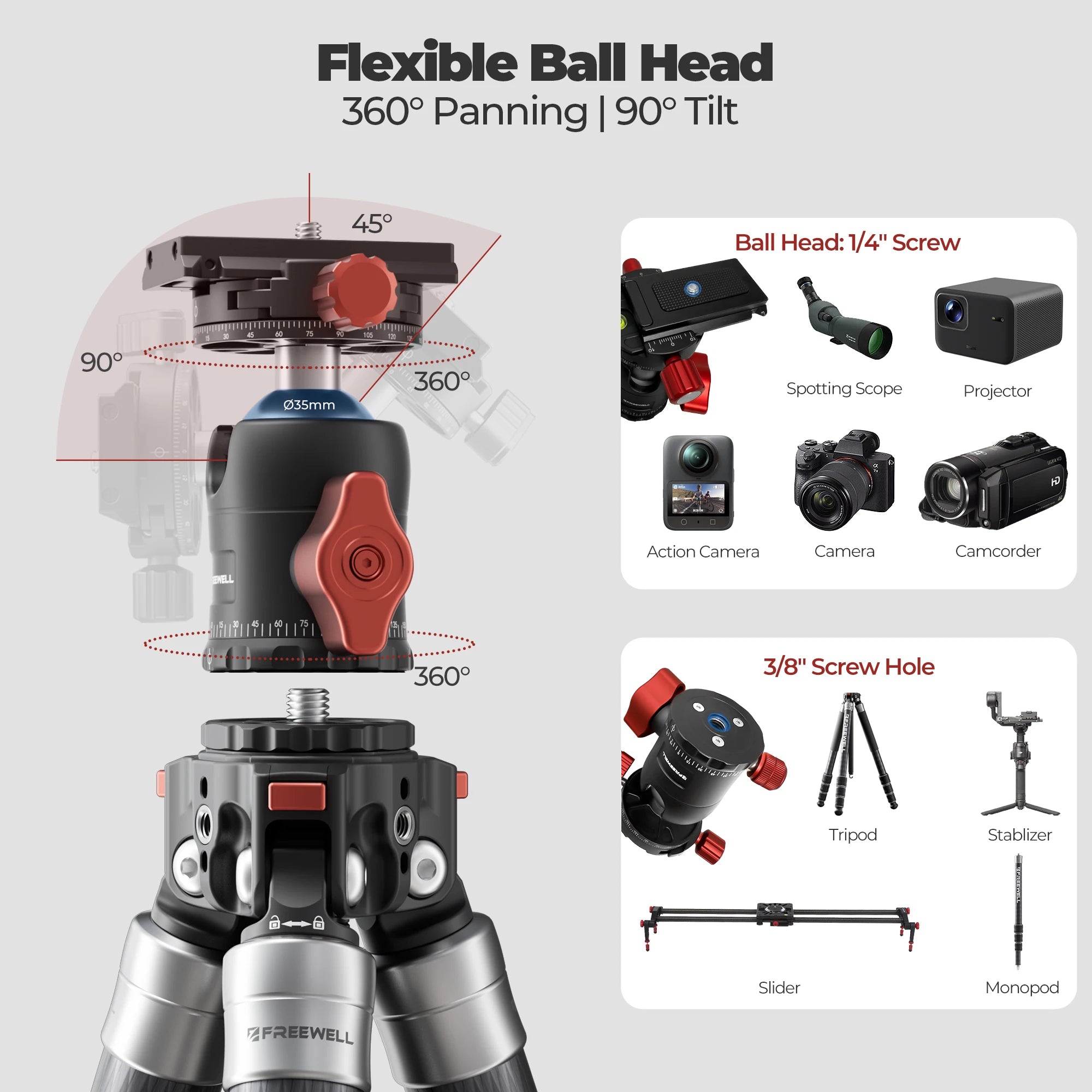 Freewell Portable Multi-Functional Tripod Offers 5-in-1 Modes DSLR Camera Travel Tripod Flexible Vlog Tripod Supports Up To 20kg