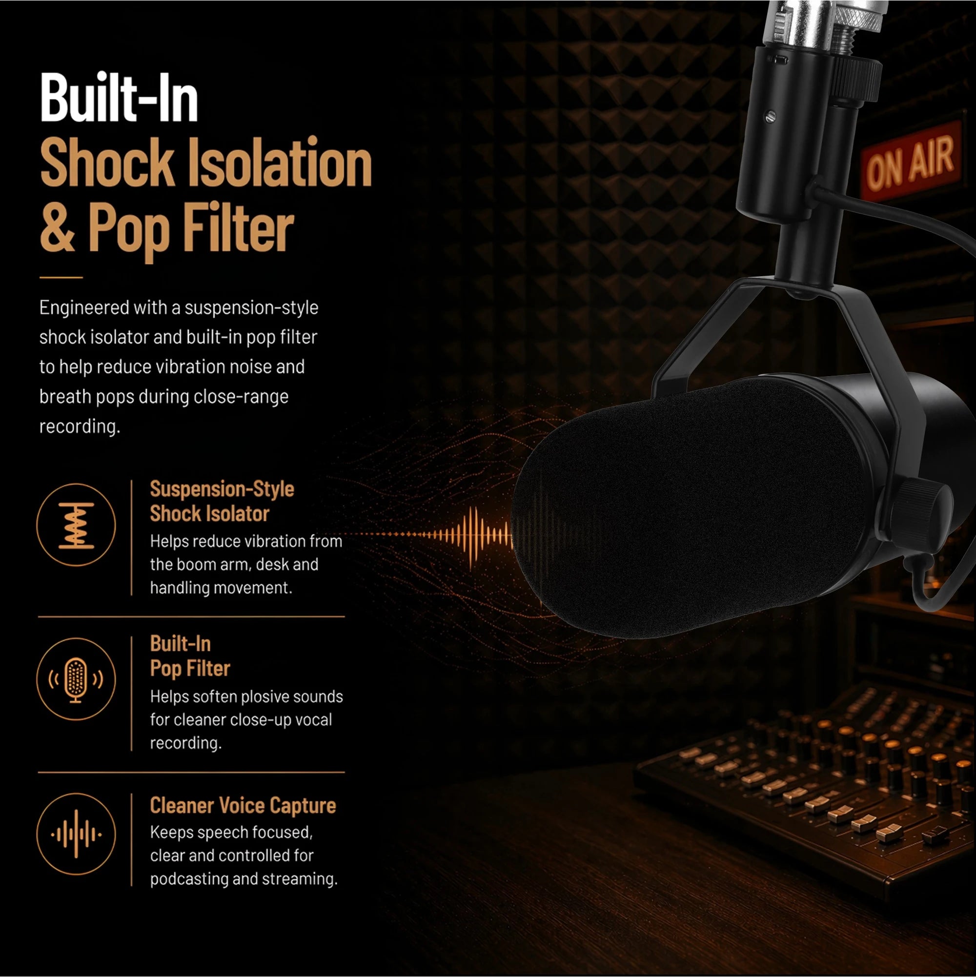 SM7X Professional XLR Dynamic Microphone for Podcast Streaming Vocal Recording Voiceover and Home Studio