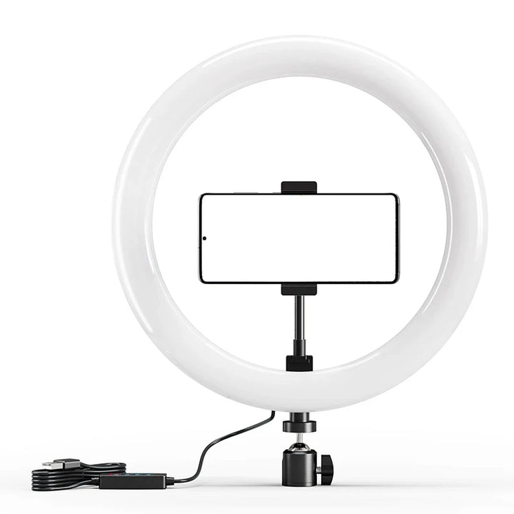 10 inch LED Selfie Ring Light Circle Fill Light Dimmable Round Lamp For TK Video Makeup Photography RingLight Phone Stand Holder