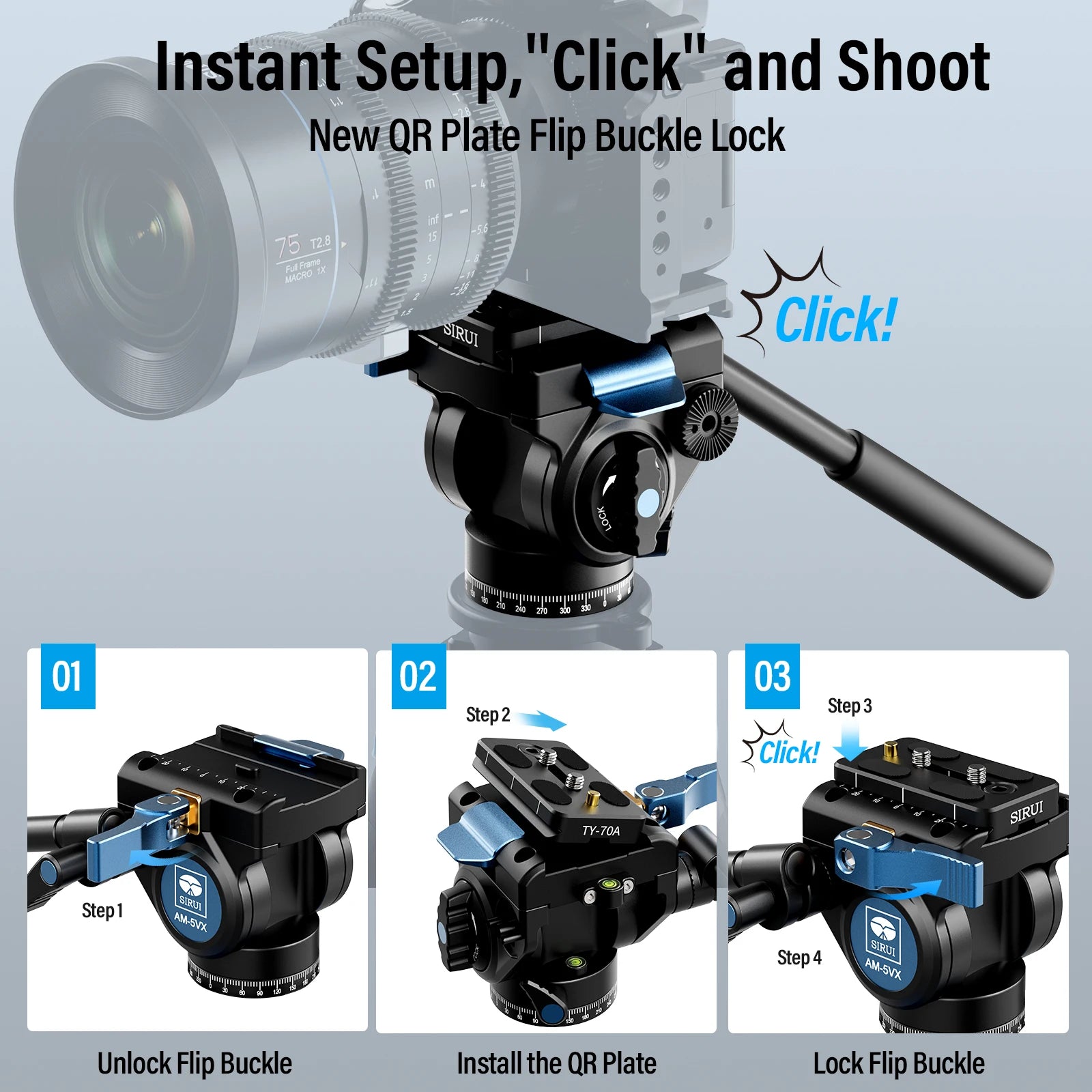 SIRUI ST-124 Carbon Fiber Video Tripod With VA-5X Fluid Video Head For Canon Sony DSLRs Video Camera Professional Tripod