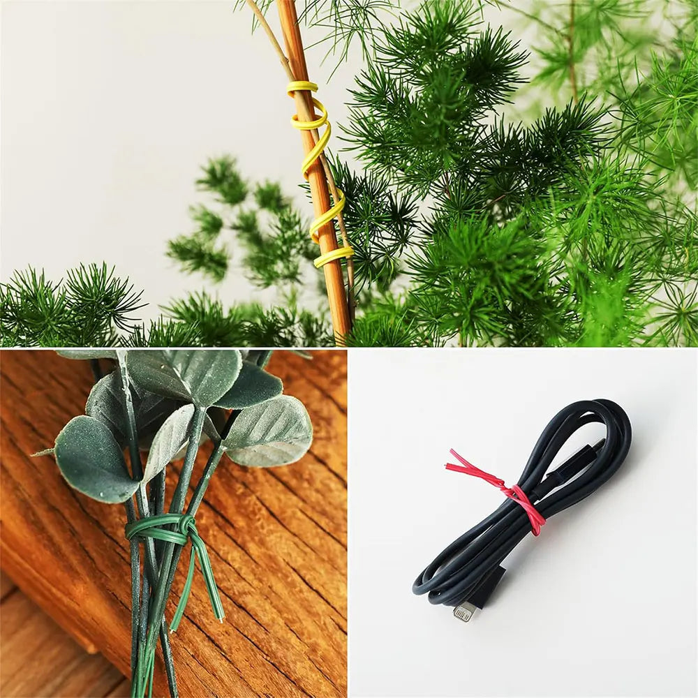 100Pcs Plastic Coated Iron Wire Twist Ties Cable Wrap Organizer Tie Gardening Plant Climbing Vines Fastener Reusable Black/White