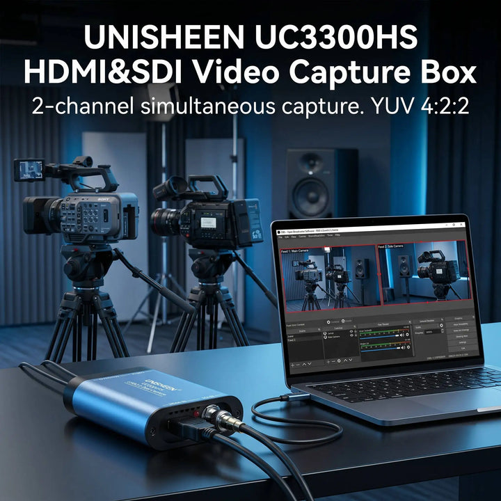 UNISHEEN 2-Channel SDI HDMI VIDEO CAPTURE Card Box USB3.0 60FPS FPGA Grabber Dongle Game Streaming Equipment 1080P OBS VMix
