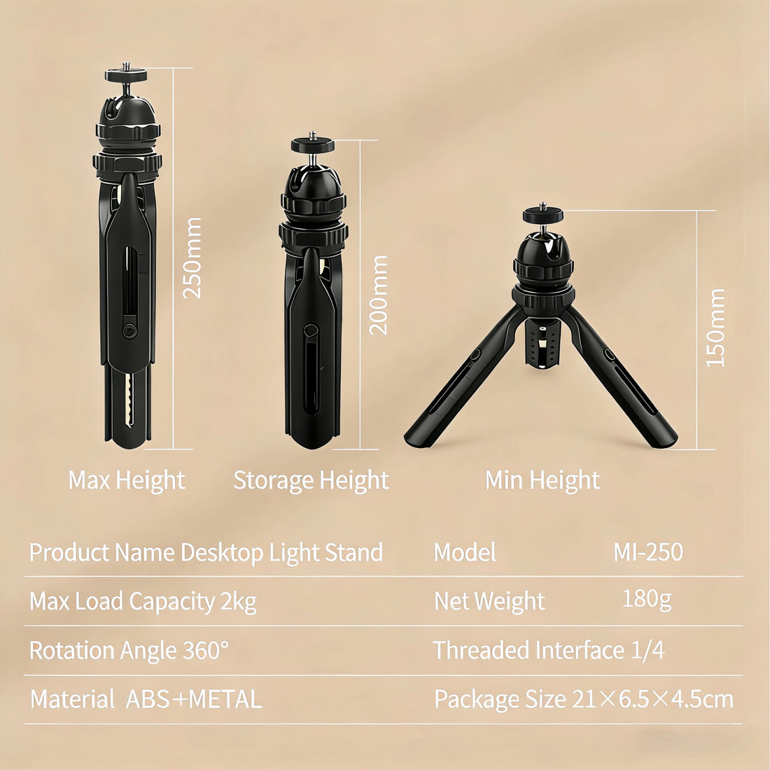 Adjustable Retractable Desktop Tripod Universal Stand for Camera Projector Portable Table Holder Bracket