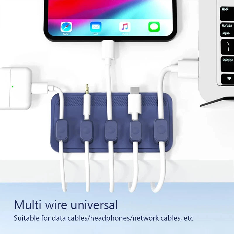 Silicone Magnetic Mouse Wire Organizer Desktop Cable Clips Protector Cord Plug Self-Adhesive DIY Fixed USB Charging Line Holder