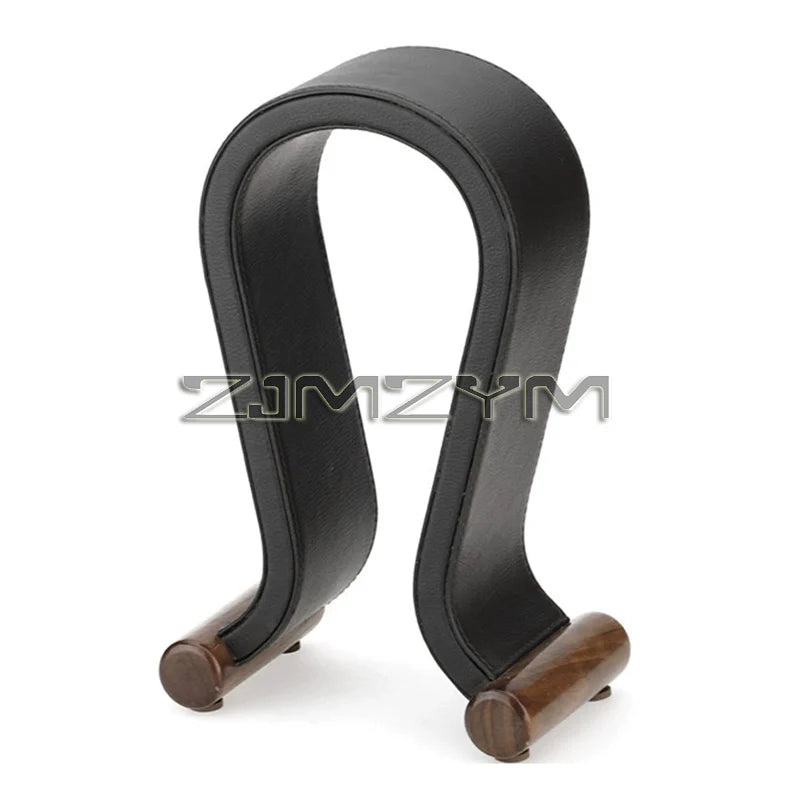 Universal Gaming Headset Stand Leather+Wood Headphone Holder Desk Display Shelf for Wired/Wireless Headphones Space Saving