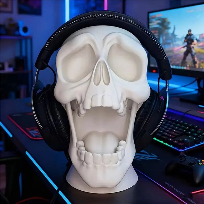 FULL-Gaming Controller Stand Desktop Accessories Skull Design Headphone And Controller Storage Stand