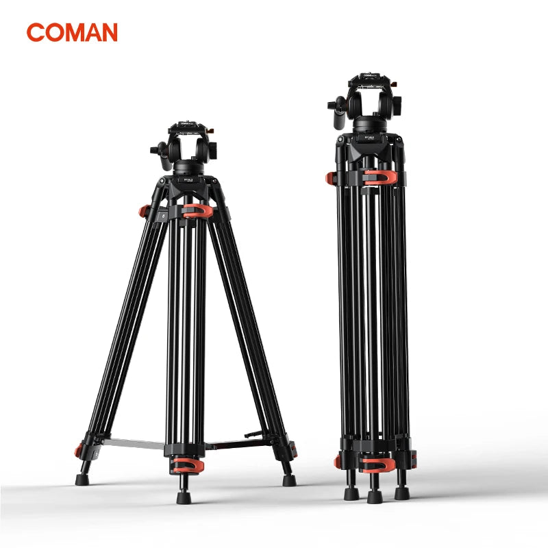 COMAN FF16LS 74" Professional Metal Heavy Duty Camera Tripod Video Tripod With Q6 New Fluid Head Adjustable Damping Fluid Head Dual Mode QR Plate Compatible with DJI RS4 Manfrotto
