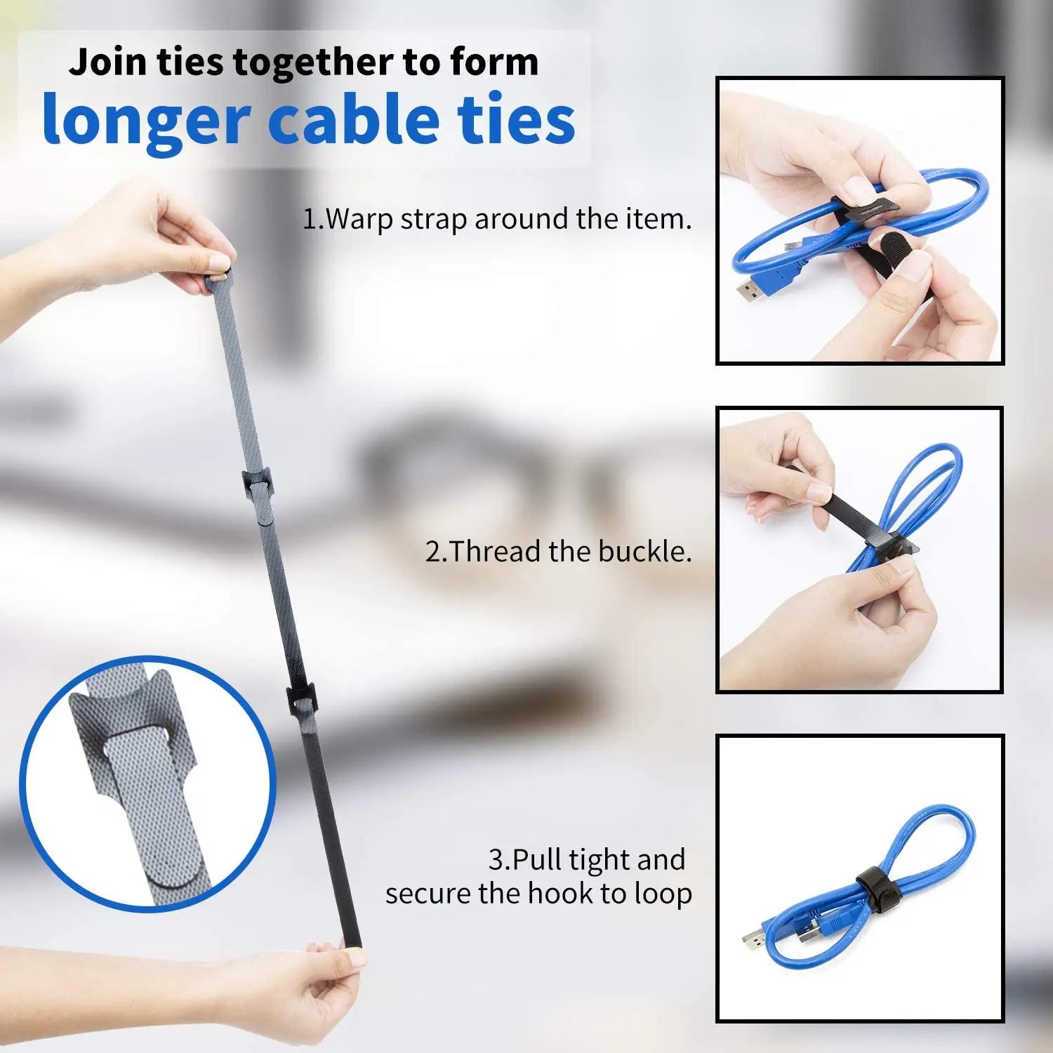 10-100pcs Releasable Cable Organizer Ties Mouse Earphones Wire Management Nylon Cable Ties Reusable Loop Hoop Tape Straps Tie