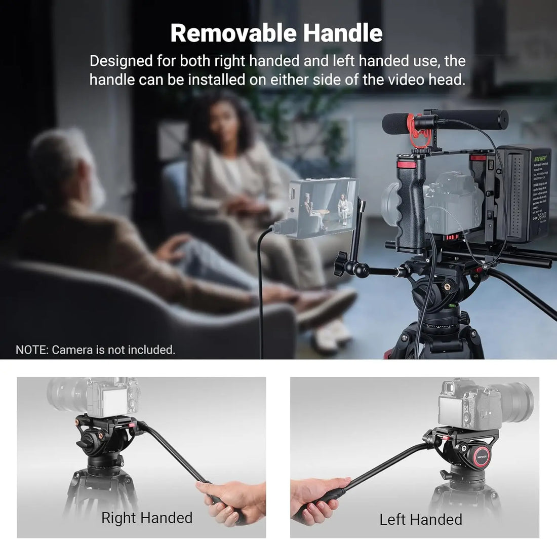 74" Video Tripod with Fluid Head, QR Plate, Heavy Duty Aluminum for DSLR Cameras Camcorders, Max Load 17.6lb/8kg