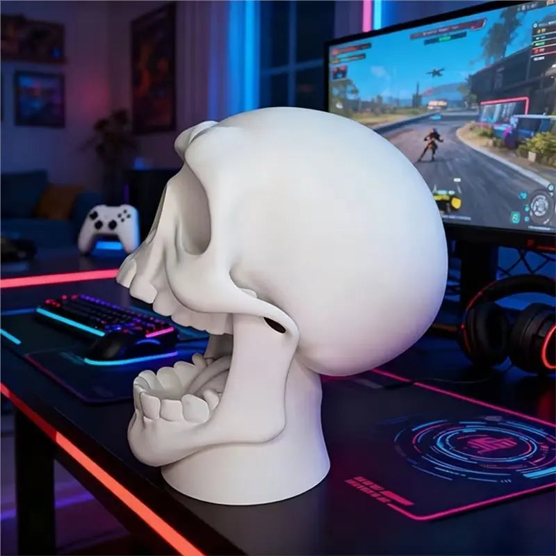 FULL-Gaming Controller Stand Desktop Accessories Skull Design Headphone And Controller Storage Stand
