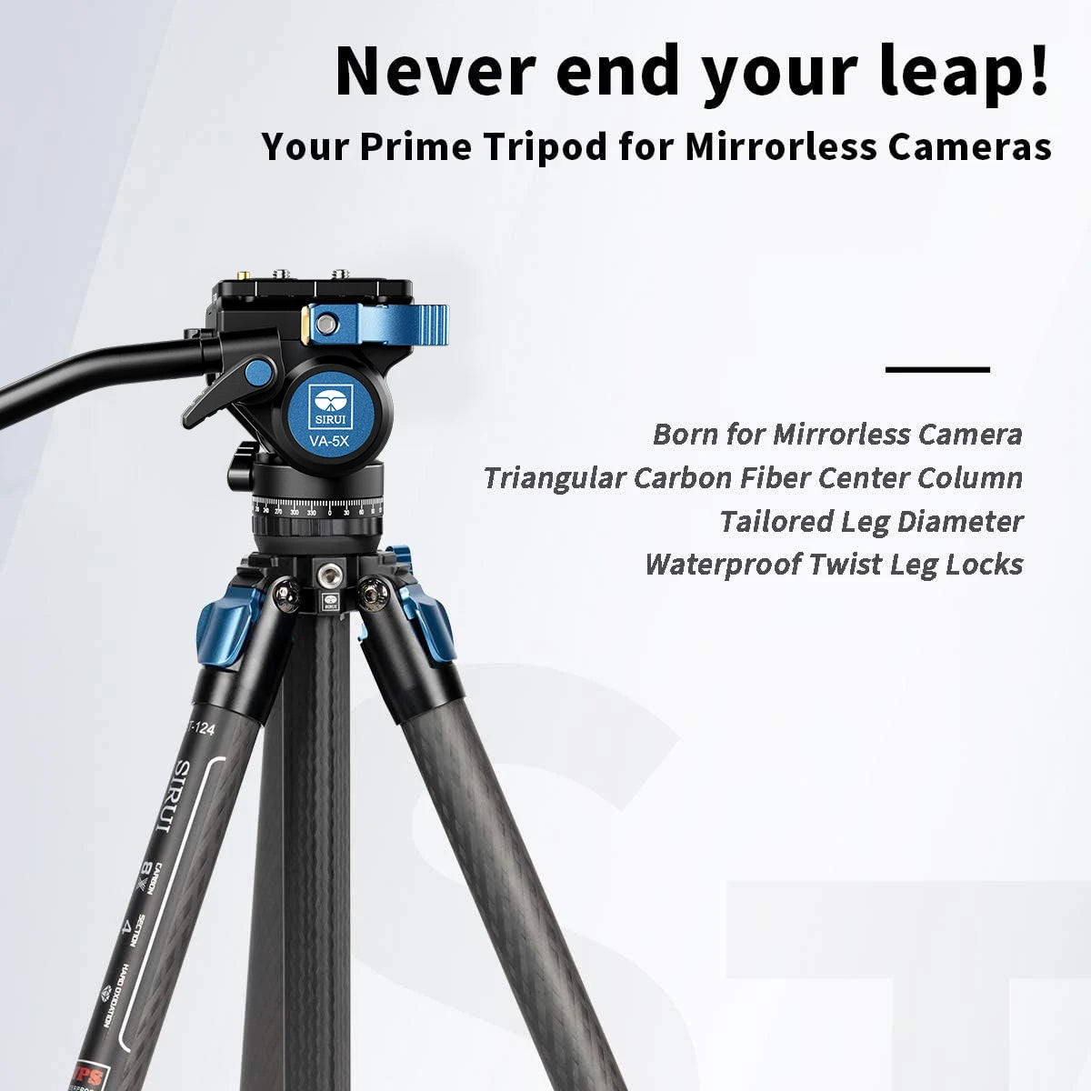SIRUI ST-124 Carbon Fiber Video Tripod With VA-5X Fluid Video Head For Canon Sony DSLRs Video Camera Professional Tripod