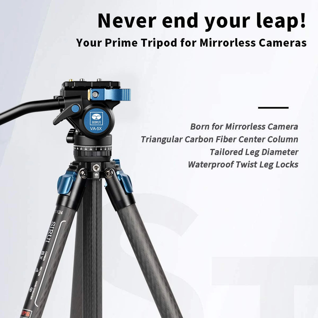 SIRUI ST-124 Carbon Fiber Video Tripod With VA-5X Fluid Video Head For Canon Sony DSLRs Video Camera Professional Tripod
