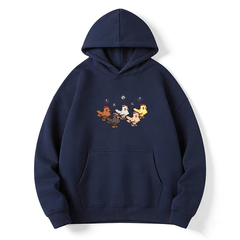Christmas Chicken Stardew Valley Sweatshirt Pixel Art Gaming Gift Funny Stardew Hoodie Player Christmas Jumper Funny Sweatshirt