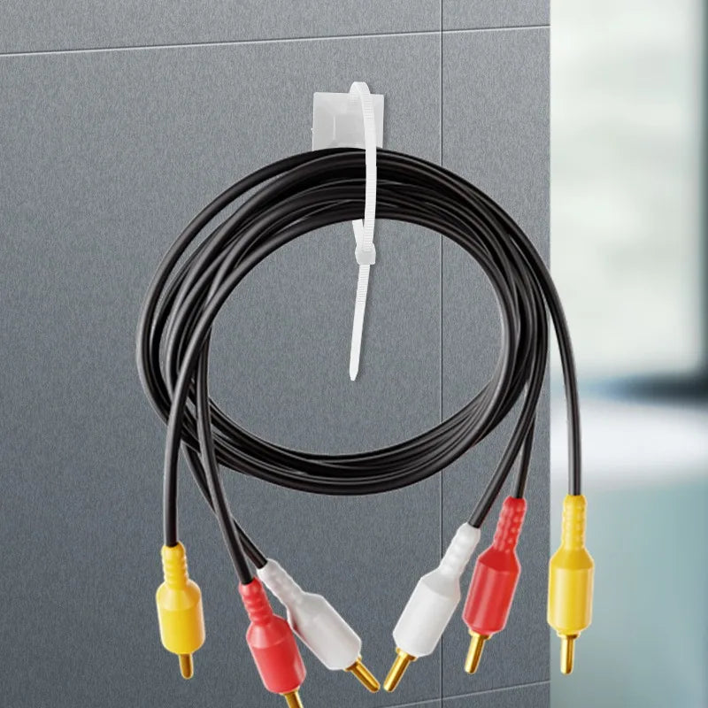 Cable Management Kit Cord Holder Base Optional Nylon Ties Adhesive Wire Fixing Clips Desk Wall TV Multi Use Cord Hider Cable Set