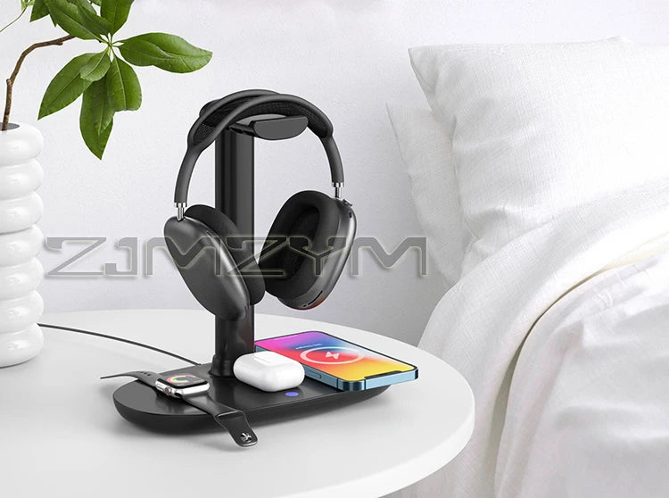 4In1 Headphones Stand For Airpods Max Detachable Headset Holder Hanger Wireless Charger For Phone Watch Bluetooth Headset