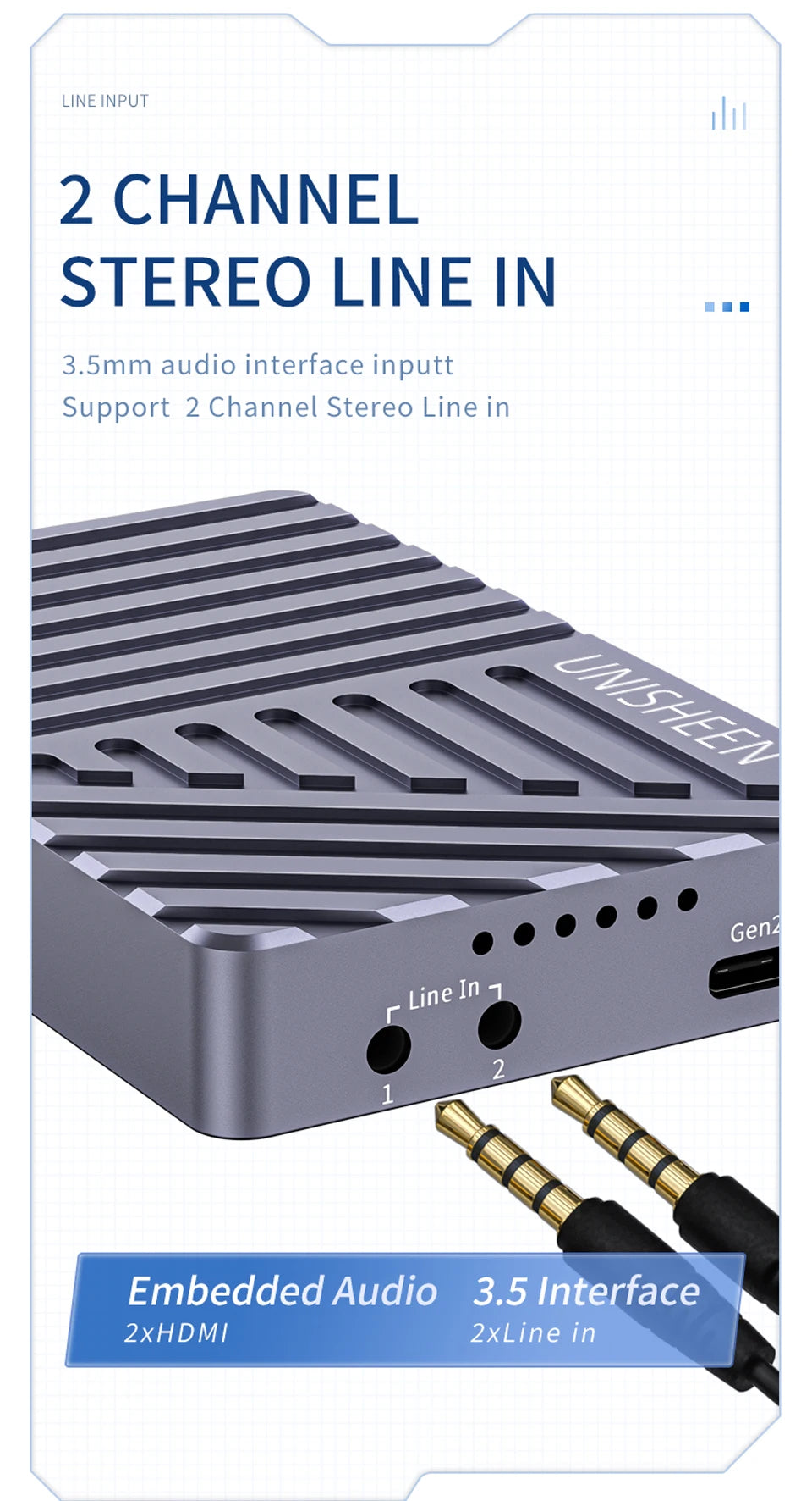 UNISHEEN UHD 4K DUAL HDMI Game Streaming Equipment Live Broadcast 2160p OBS vMix USB3.1 Thunderbolt VIDEO CAPTURE Card Box