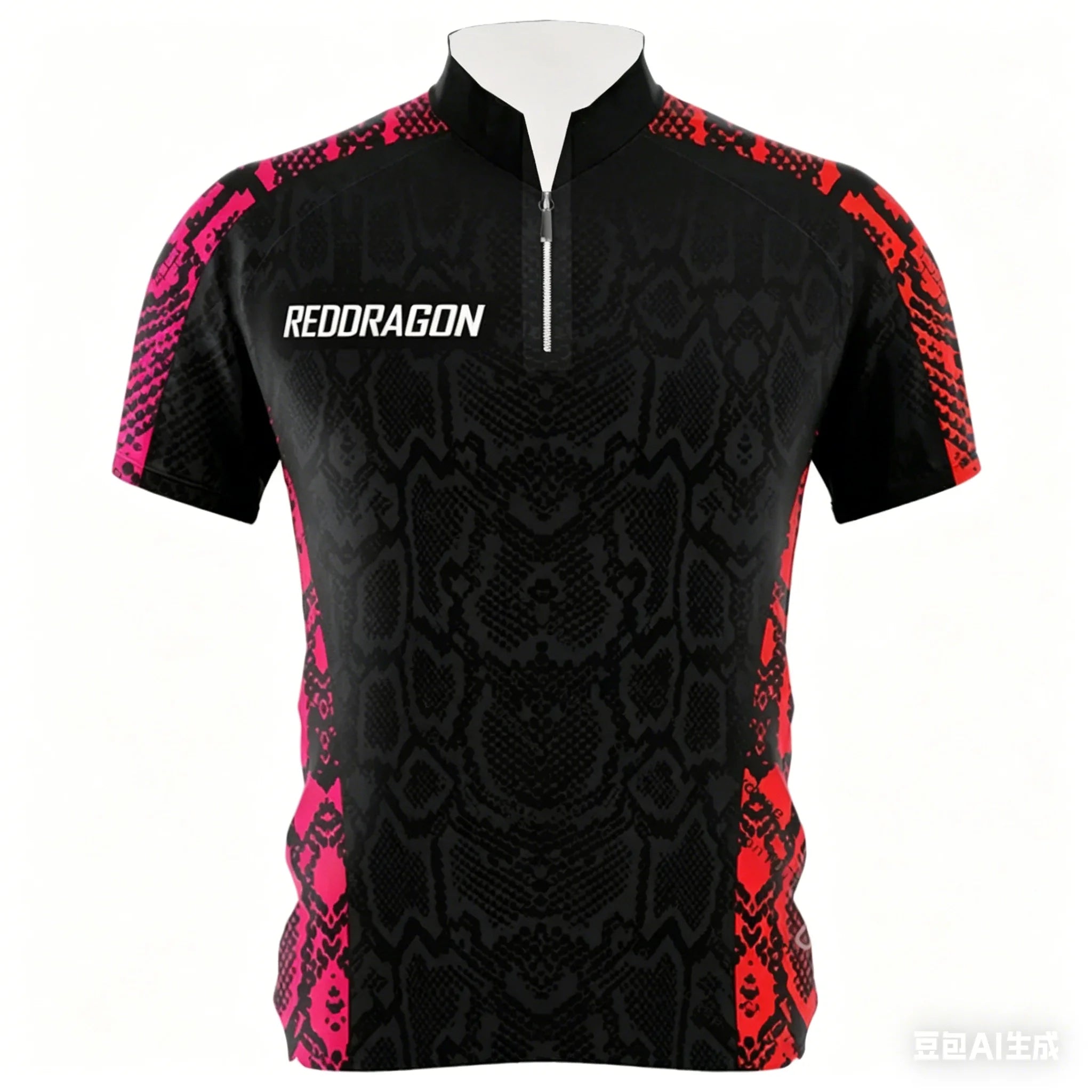 Mens Breathable Short Sleeve Darts Polo Shirt 14 Zip Neck Sports Jersey Casual Athletic Top for Darts Tournament Training