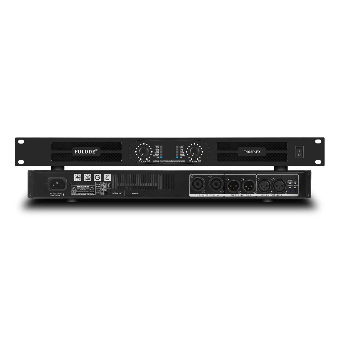 FULUODE T162P-FX Professional dual-channel power amplifier 1U 2 x 1500W 4-ohm audio amplifier with XLR stereo bridged, parallel