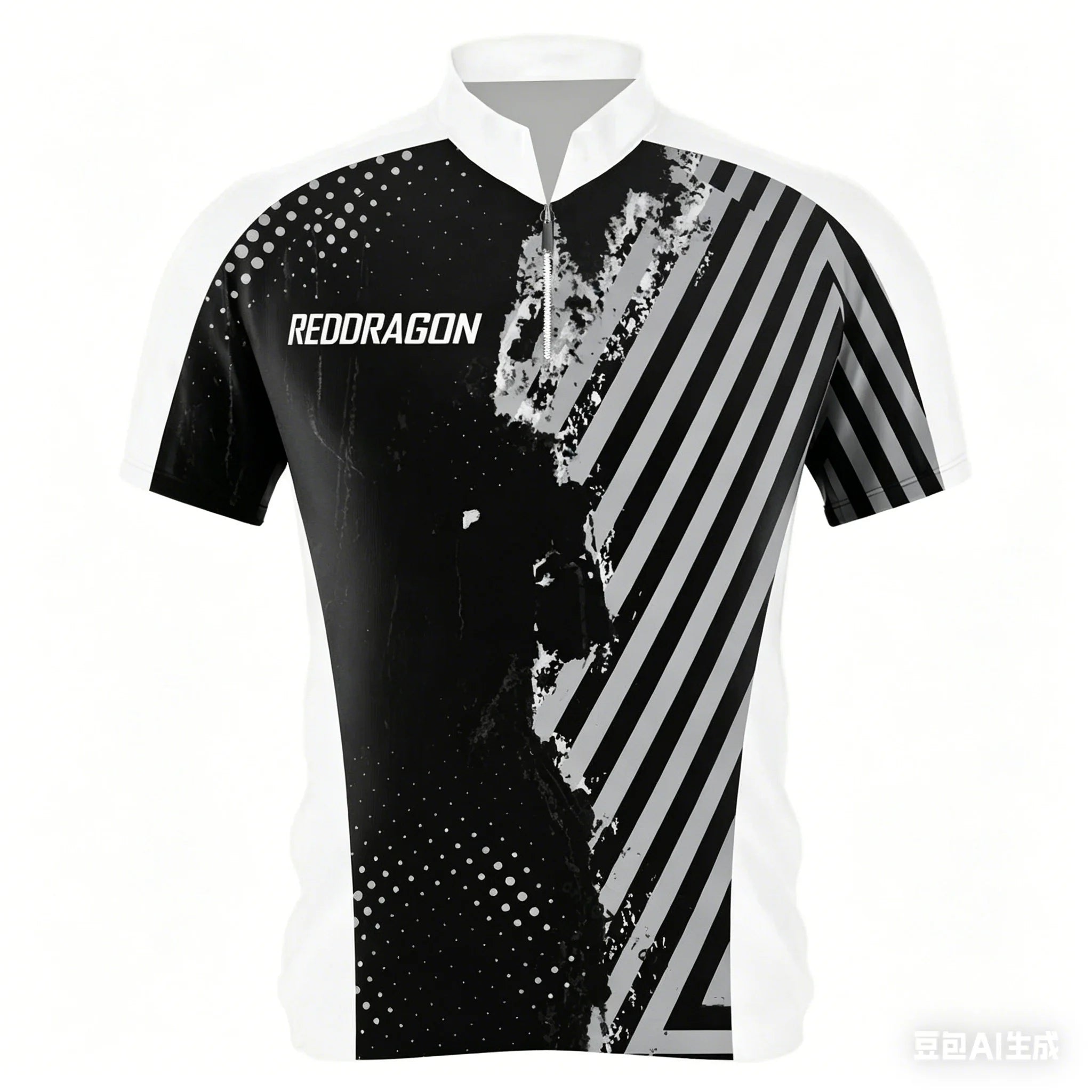Mens Breathable Short Sleeve Darts Polo Shirt 14 Zip Neck Sports Jersey Casual Athletic Top for Darts Tournament Training