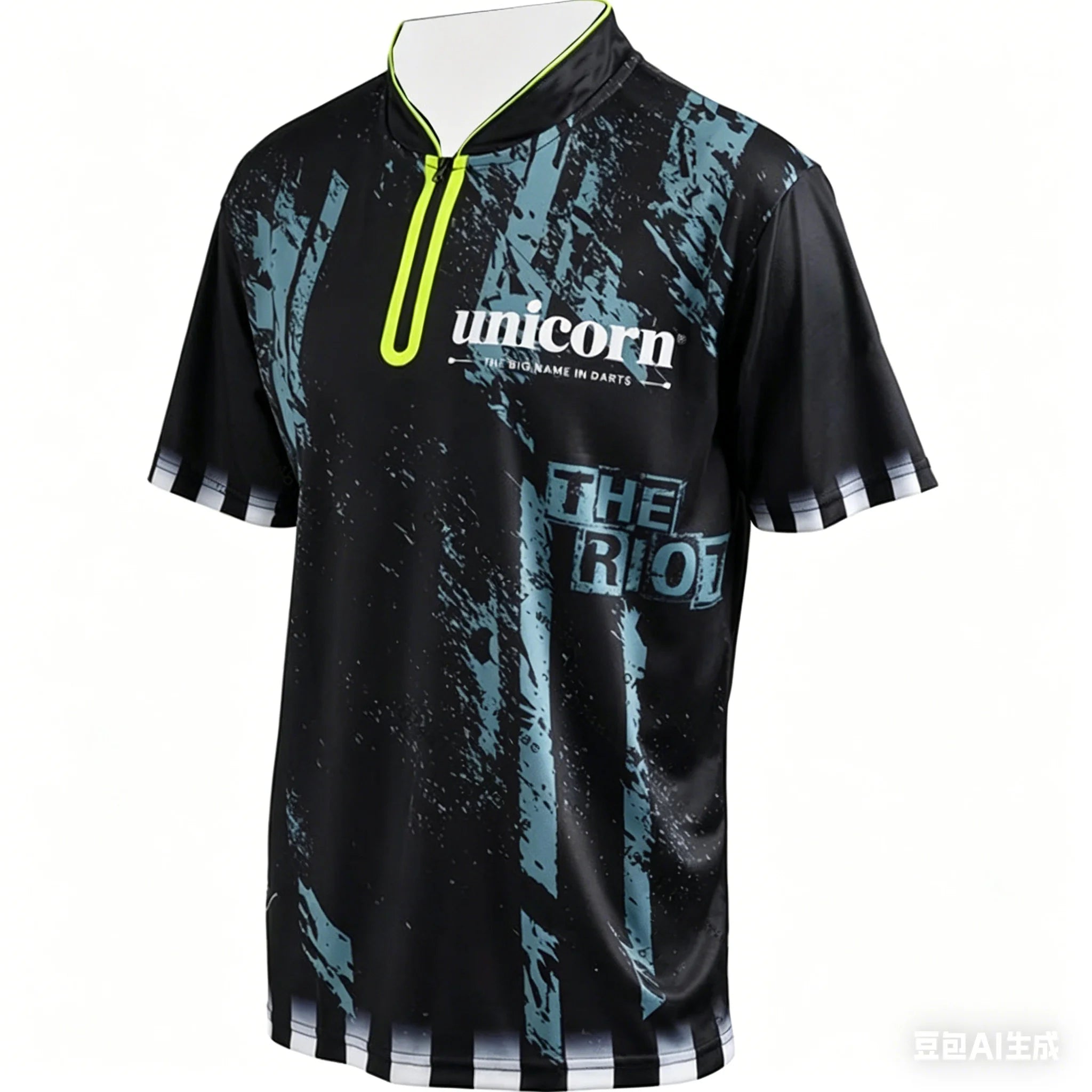 Mens Breathable Short Sleeve Darts Polo Shirt 14 Zip Neck Sports Jersey Casual Athletic Top for Darts Competition Training