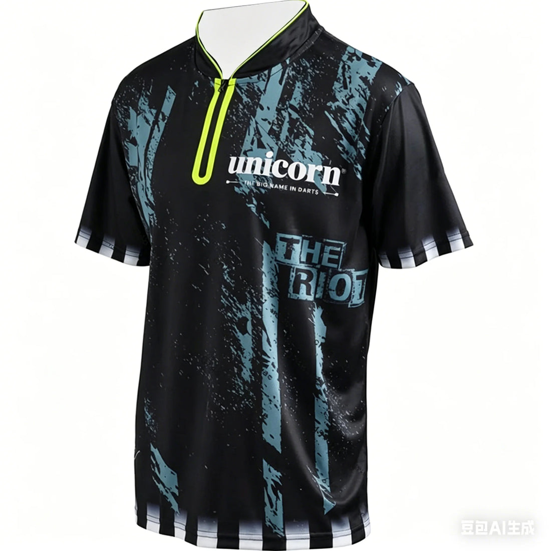 Mens Breathable Short Sleeve Darts Polo Shirt 14 Zip Neck Sports Jersey Casual Athletic Top for Darts Competition Training