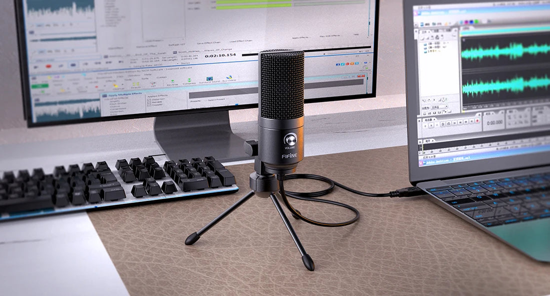 FIFINE USB Condenser Microphone with Gain Knob,Metal Recording Mic for Home Studio,Podcasting,Voice-over,Laptop,Windows -K669